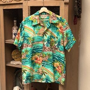 Vintage Kai Nani Tropical Hawaiian Print Button Down Shirt